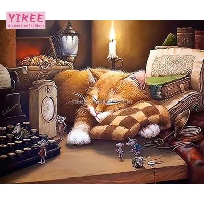 China Modern diy 3d oil painting on canvas, oil painting by numbers kits cat for sale