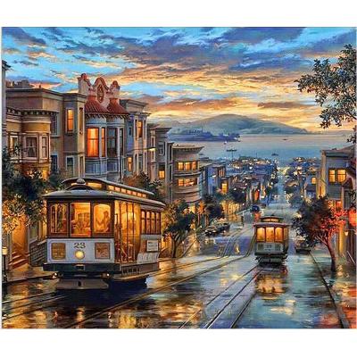 China New Classical/Postmodern Painting By Numbers Modern Oil Painting, Paris Landscape Oil Painting By Numbers for sale