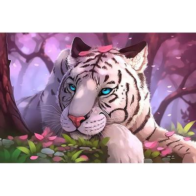 China Customized abstract painting by numbers tiger for kids, diy digital oil painting by numbers for sale