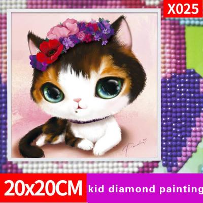 China X025 20x20cm modern cartoon cat embroidery diy diamond painting 5d diy diamond painting for sale