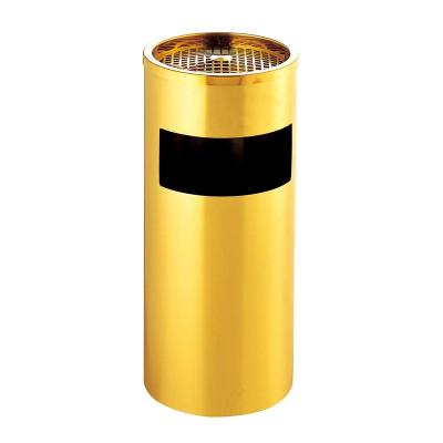 China Sustainable Stainless Steel Gold Square Lattice Barrel Clad Barrel Cover Large Capacity Garbage Bin for sale