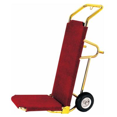 China Modern Hot Sale Stainless Steel Luggage Trolley Gold Plated Hotel Trolley With Red Carpet for sale