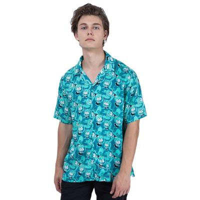 China OEM Breathable Custom All Over Print Print Summer Short Sleeve Button Down Rayon Shirts Mens for sale