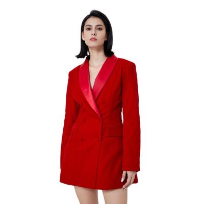 China 2022 Worsted Blazers Merchants Windproof Women Fashion News Color Block Long Sleeve Cross Blazers Women High Quality Low MOQ Ladies for sale