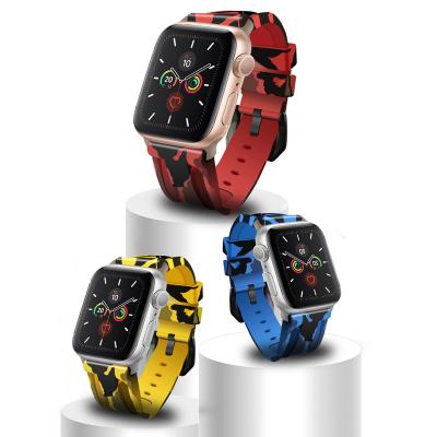 China Rubber Camouflage For Apple Watch Band Camouflage Rubber Strap For Apple Watch Silicone For iwatch Band for sale