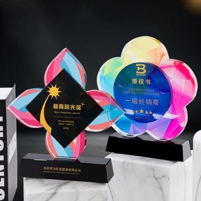 China flower Shape Crystal Awards Plaque for competition award for sale