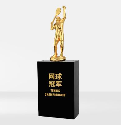 China custom Logo Engraving metal tennis crystal trophy for sport event for sale