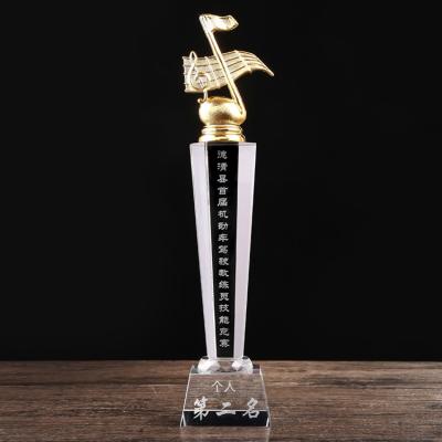 China Hot metal notes music awards crystal trophy K9 material for piano competition for sale