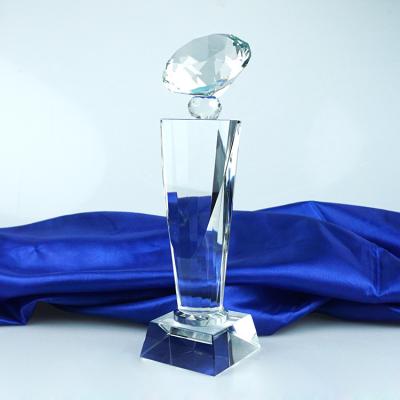 China Clear Column Award Diamond Crystal Trophy Te koop