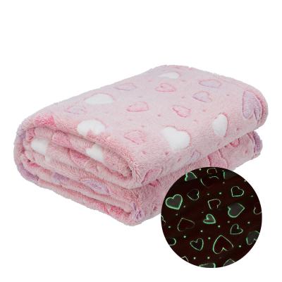 China Anti-Pull Baby Pink Plush Blanket Glow in Dark Kids for Christmas Gift for sale