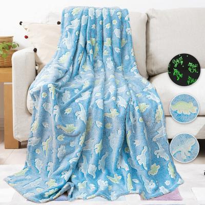 China PORTABLE Dinosaur Throw Blankets Glow In The Dark Blankets Blanket Gift For Kids for sale