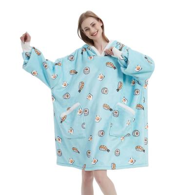 China Wholesale Custom Wearable Hoodie Sushi Blanket With Deep Pockets Wearable Blanket for sale