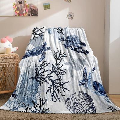 China Super Soft Puffy Logo PORTABLE flannel fleece sofa product digital printing sherpa blanket for sale