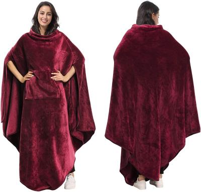 China PORTABLE Fleece Poncho Plush Sleeveless TV Covering Comfortable Blankets for sale