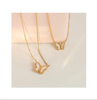 China New Real FASHIONABLE Creative Gold Plated Butterfly Diamonds Necklace Stainless Steel Necklace for sale