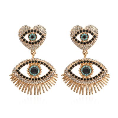 China Vintage Fashion Gold Earrings To Import Jewelry For Women African Jewelry Evil Eyes Heart Shaped Earrings Hooks for sale