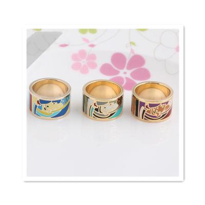 China Vintage high quality enameled 18k gold plated stainless metal bargain sling buckle custom ring o ring stainless steel rings for sale