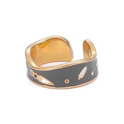 China Newest Design CLASSIC Minimalist Design Multi-pattern Adjustable Women Gold Plated Ring Enamel for sale