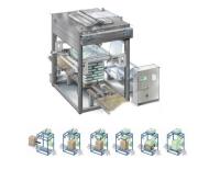 China Fully Automatic Stretch Hood Wrapping Machines Top Down Cold Stretching for sale