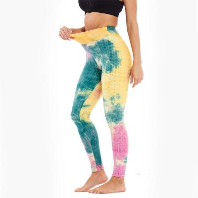 China Breathable Women High Waist HipTight Lift Sports Yoga Pants Fitness Tie Dye Jacquard Bottoming Yoga Pants for sale