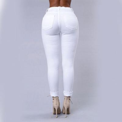 China Wholesales Breathable Spandex Black Pants Stretch Skinny Women Ladies Denim Pants Ripped Jeans for sale