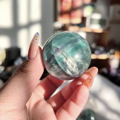 China China Wholesale Crystals Stone Natural Gemstone Crystal Ball Crystal Light Green Fluorite Healing Quartz Spheres for sale