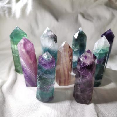 China Wholesale Mix-color Healing Fluorite Stone Crystal Wand Point For Gift Multicolor Decoration From China for sale