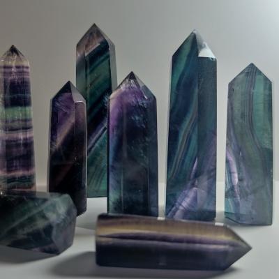 China Natural Decoration Crystal Chakras Rainbow Fluorite Pillar Point Quartz Crystals Wholesale From China for sale