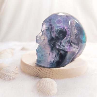 China Hot China Wholesale High Quality Natural Crystal Stone Fluorite Stone Colorful Skulls for sale