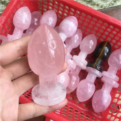 China China Natural Semi Precious Butt Plug Women Rose Quartz Anal Plug Crystal Safe Masturbation for sale