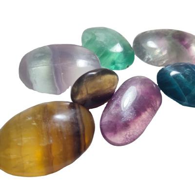 China Hand polished fluorite oval handle stonenatural crystal wholesale china quartz crystal chakra healing as gift or decoration for sale