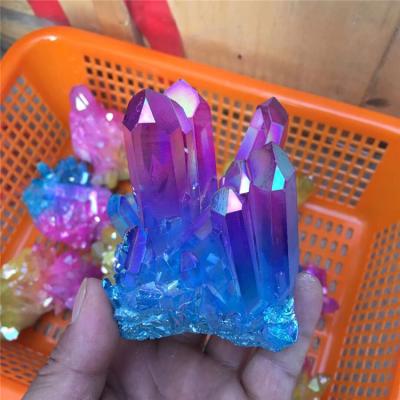 China Wholesale Rainbow Color Angel Aura Quartz Crystal Cluster From China for sale