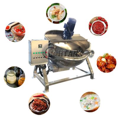 China Vegetable Processing Plant Stainless Steel Jacket Gas Cooking Mixing Kettle Coated Pot With Agitator for sale