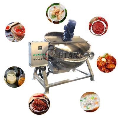 China High Pressure Double Stainless Steel Vegetable Processing Plant 500 Liters Jacketed Sauce Cooking Jacketed Kettle for sale