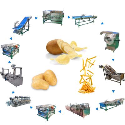 China Vegetable Processing Plant 1000kgs Per Hour Electric Gas Heating Way Frozen French Fries Production Line for sale