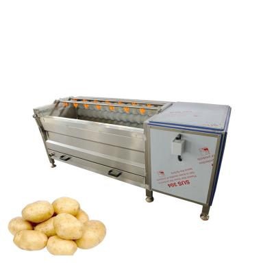 China Industrial Automatic Snacks Factory Brush Scallop Washing Machine Potato Peeler Cutter Machine for sale