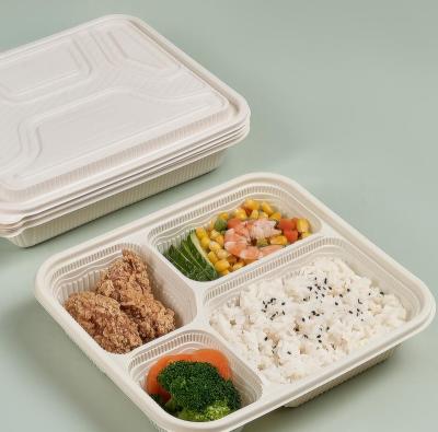 China BIODEGRADABLE Cornstarch Disposable Eco-Friendly Lunch Box 100% Recyclable Biodegradable PLA Fast Food Box for sale