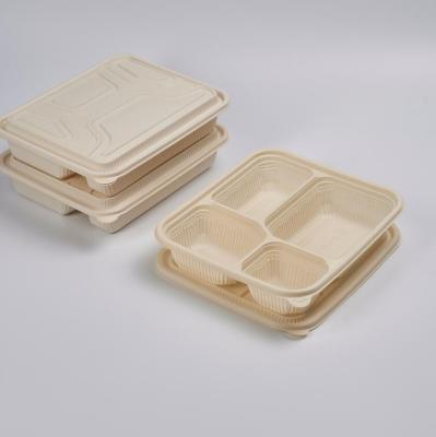 China 3 Compartment Biodegradable Biodegradable Microwave Plastic Degradable PLA Food Storage Disposable Take Out Food Container for sale