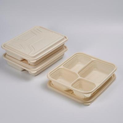 China Hot Sales Eco-friendly Disposable 4 Compartment Biodegradable Cornstarch Food Plastic Storage Container for sale