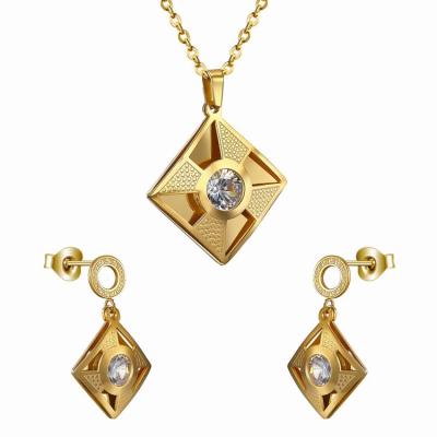 China Wholesale Competitive Factory Price CLASSIC Stainless Steel Gold Plated Women Jewelry Sets for sale