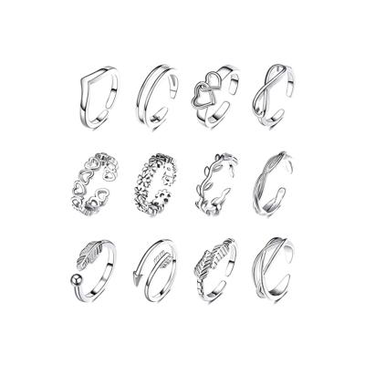 China Sale New Design Adjustable Women Fashionable Well Silver Toe Rings New Type Well Set for sale