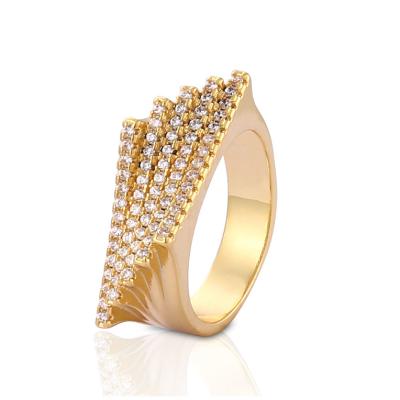 China FASHIONABLE Promotional Top Quality Fashion 18k Gold Plated Classic Simple Diamond Rings for sale