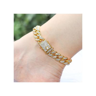 China Various Widely Used Factory Sale Nickel Free Lead Free Luxury Zircon Gold Plated Cuban Link Anklets for sale