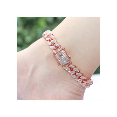 China Hot Selling Cheap Custom 925 Sterling Silver Lead Free Rhinestone Link Cuban Anklets for sale