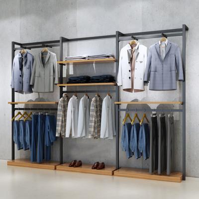 China Durable Men Pants Jeans Show Rack Wooden Clothes Display Rack Clothing Store Interior Design for sale