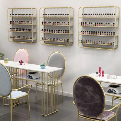 China Shop Display Rack Customized Gold Opi Nail Polish Display Rack Luxury Wall Mounted Nail Salon Shop Furniture for sale