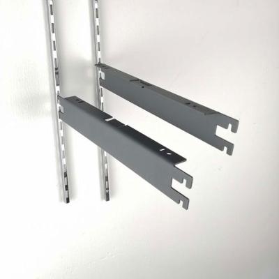 China Supermarket Display Shelving Chrome Shelf Brackets For Two Slot Shelving System Metal Slotted Straight Track Bracket for sale