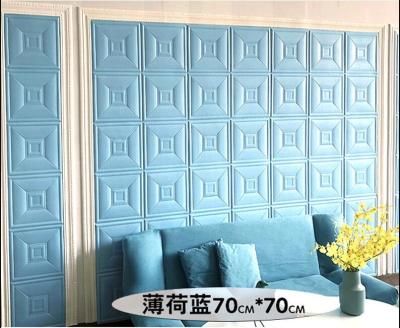 China Back With Decorative Foam 3d Glue Home Wallpaper 70*70cm 6mm Wall Sticker XPE Self-adhesive Soft Protective 3d Wall Stickers for sale