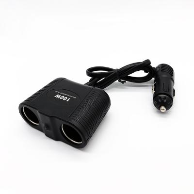 China Black Olesson Car Cigarette Lighter 1642 Plug 2 In 1 Socket 100W Car Power Splitter for sale