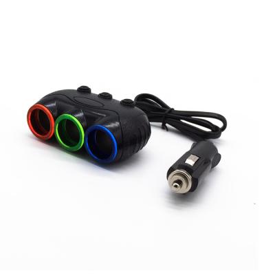 China Black Car Cigarette Lighter Olesson 1632 Plug 3 In 1 Socket 120W Car Power Splitter Car Charger Socket for sale